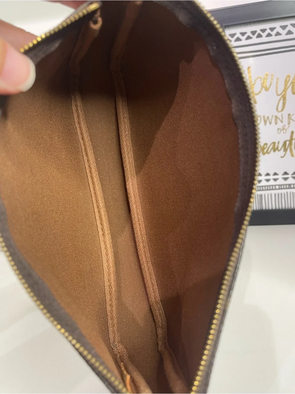 Louis Vuitton Monogram Canvas Pouch in Brown and Gold